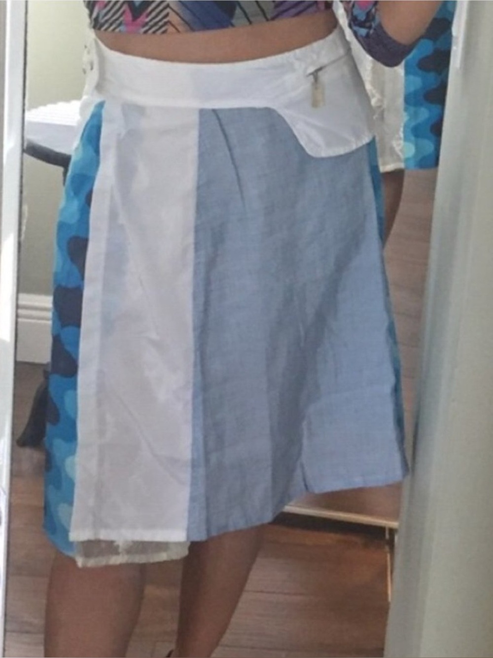 Custo Barcelona Blue & White Designer Floral Midi Skirt Set of Two - Picture 7 of 8